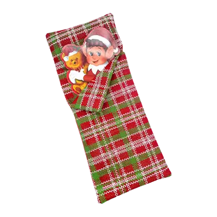 Slaapzak met kussen voor elf met kerstgrap