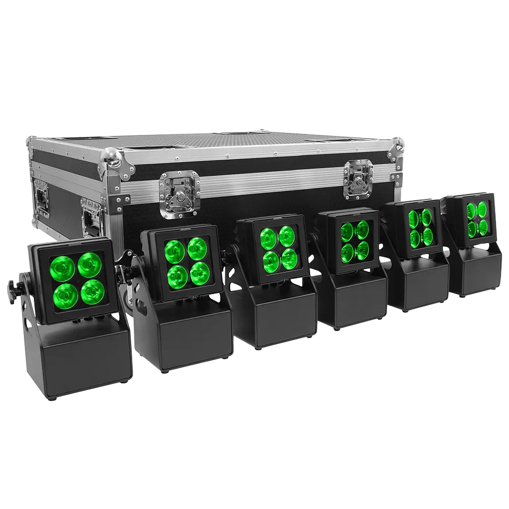 Evolite Tropikolor LED PAR-lamp 4x15W FC - batterijgevoed IP65 (x6)