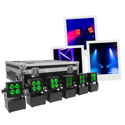 Evolite Tropikolor LED PAR-lamp 4x15W FC - batterijgevoed IP65 (x6)