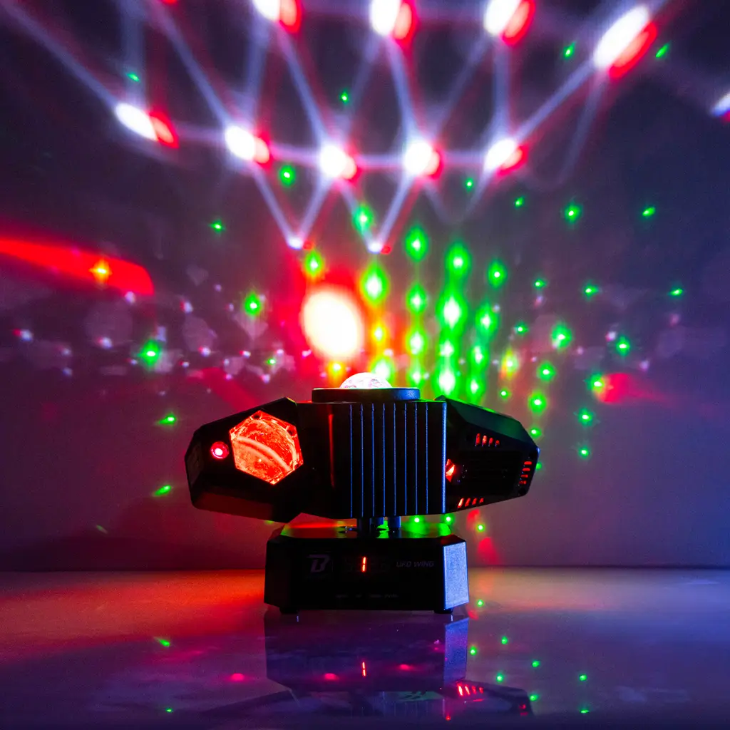 Multifunctionele spot 50 W - UFO Wing BoomTone DJ - LED + LASER + stroboscoop + bundels, DMX-besturing