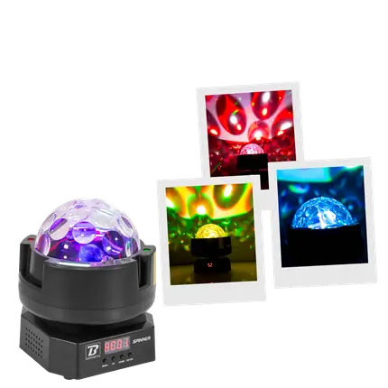 Roterende effectenprojector - BoomTone DJ spinner - Veelkleurige LED & stroboscoop & DMX-bediening