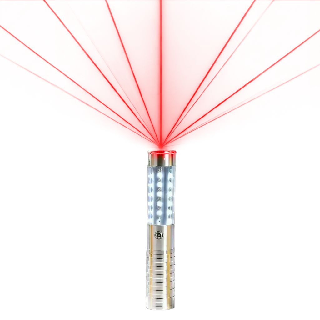 VIP zilveren LED fleshouder met rode laser - 24 cm