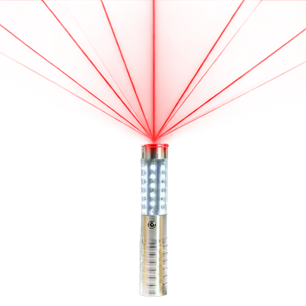 VIP zilveren LED fleshouder met rode laser - 24 cm