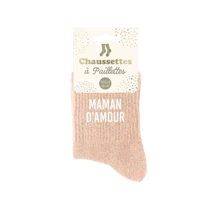 Maman d'amour glittersokken - Een maat 36-42