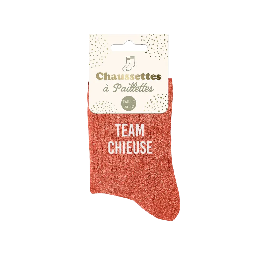 Team chieuse glittersokken - Een maat 36-42