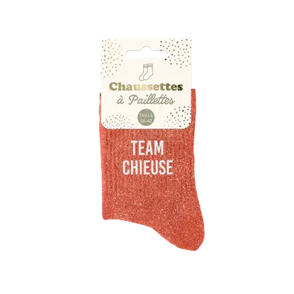 Team chieuse glittersokken - Een maat 36-42
