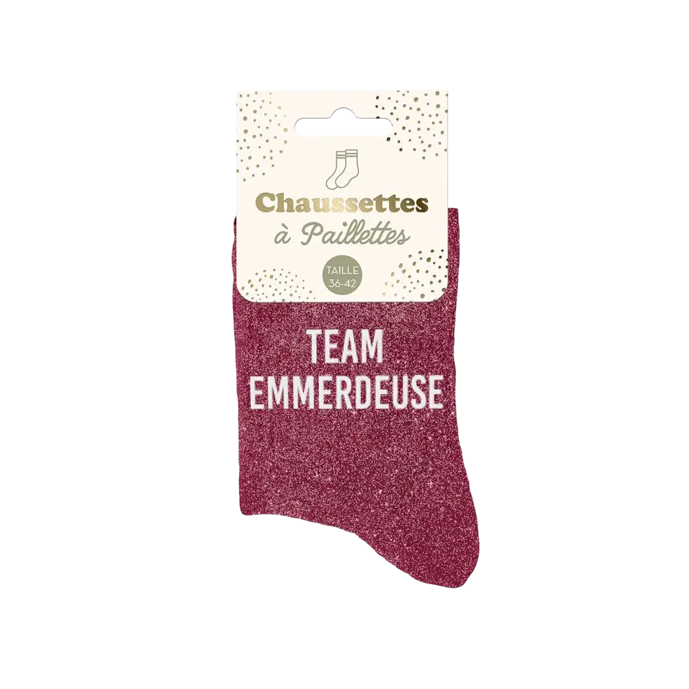Team emmerdeuse glittersokken - Een maat 36-42