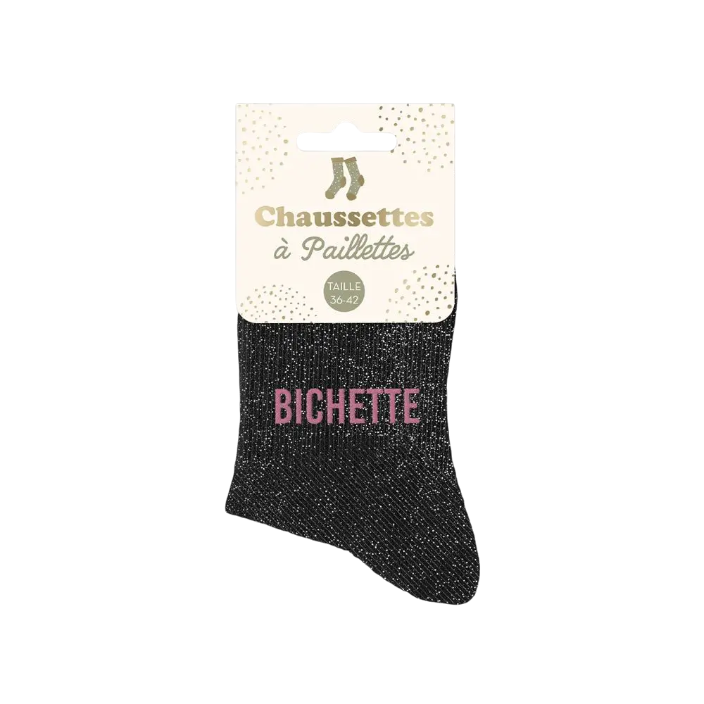 Zwarte glittersokken - Een maat 36-42