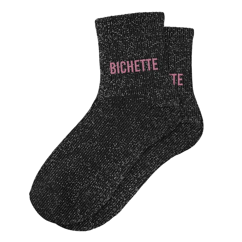 Zwarte glittersokken - Een maat 36-42