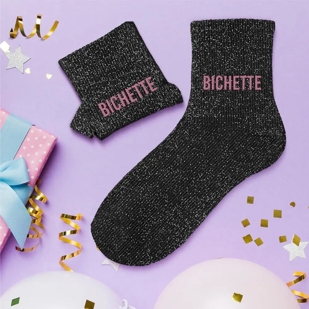 Zwarte glittersokken - Een maat 36-42