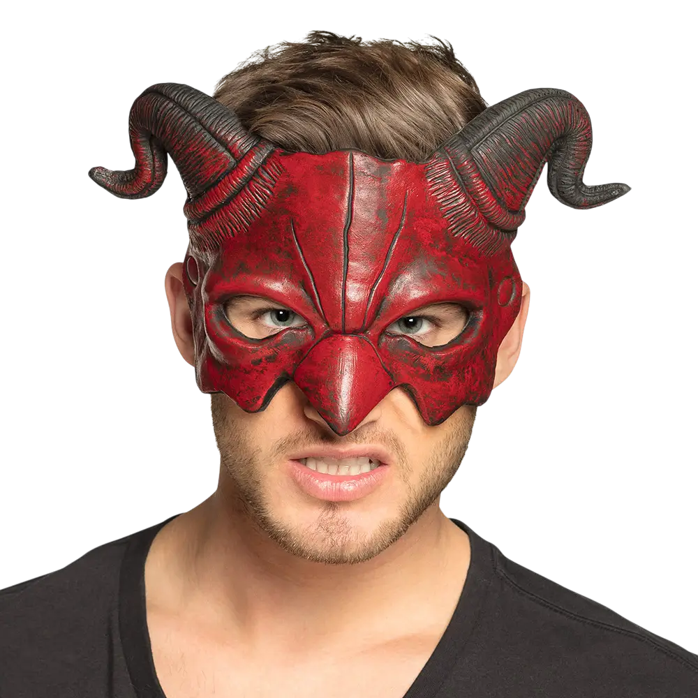 Demon halfmasker met horens