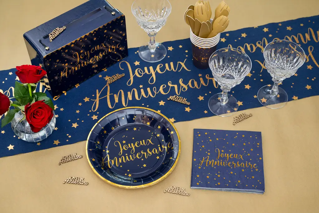 Happy Birthday Bord Blauw (set van 10)