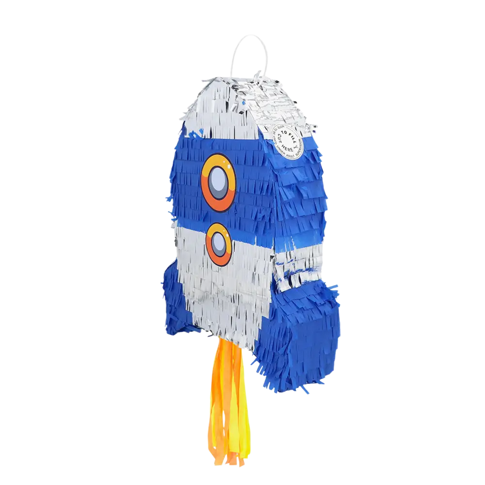 Blauwe raket piñata