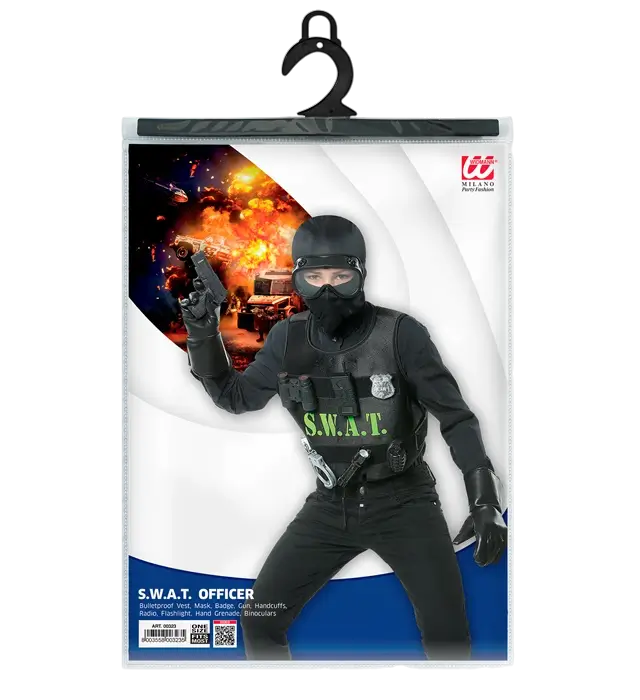 "SWAT (kogelvrij vest, badge, pistool, handboeien, radio, zaklamp, granaat, verrekijker)