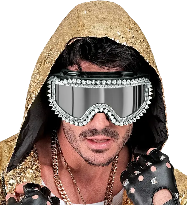 "APRÈS-SKI PARTY WINTER FESTIVAL BRIL MET ZILVEREN STUDS EN STRASS-STEENTJES".