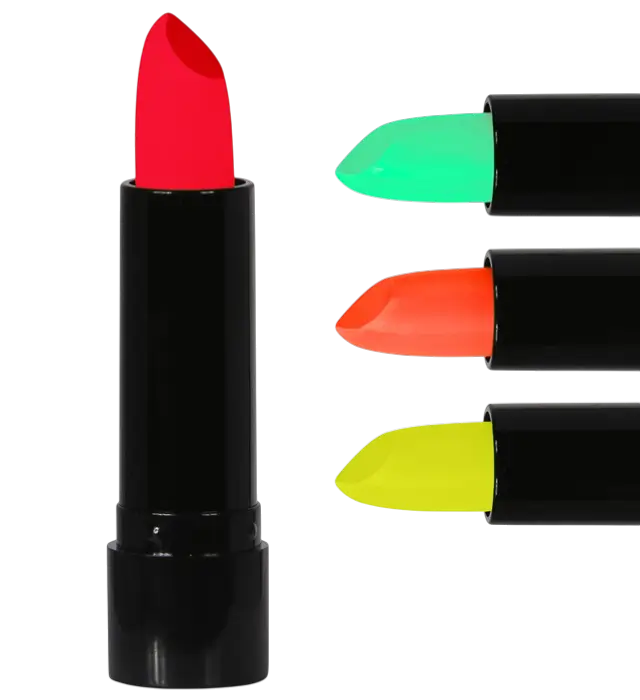 Displaydoos met 24 Fluor Lippenstiften 6 ml – Roze, Geel, Groen, Oranje Neon – Schmink voor Kostuum