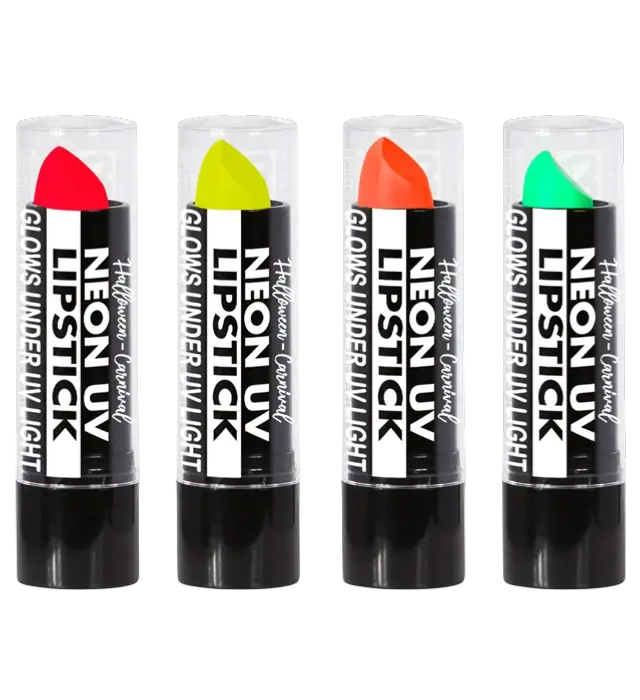 Displaydoos met 24 Fluor Lippenstiften 6 ml – Roze, Geel, Groen, Oranje Neon – Schmink voor Kostuum