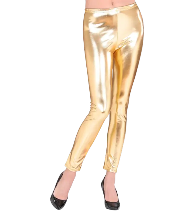 Gouden Metallic Leggings – Glanzende Disco Broek – Jaren 70 / 80 Kostuum
