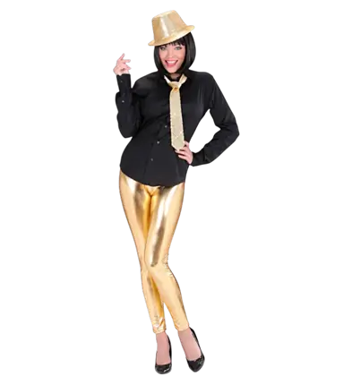 Gouden Metallic Leggings – Glanzende Disco Broek – Jaren 70 / 80 Kostuum