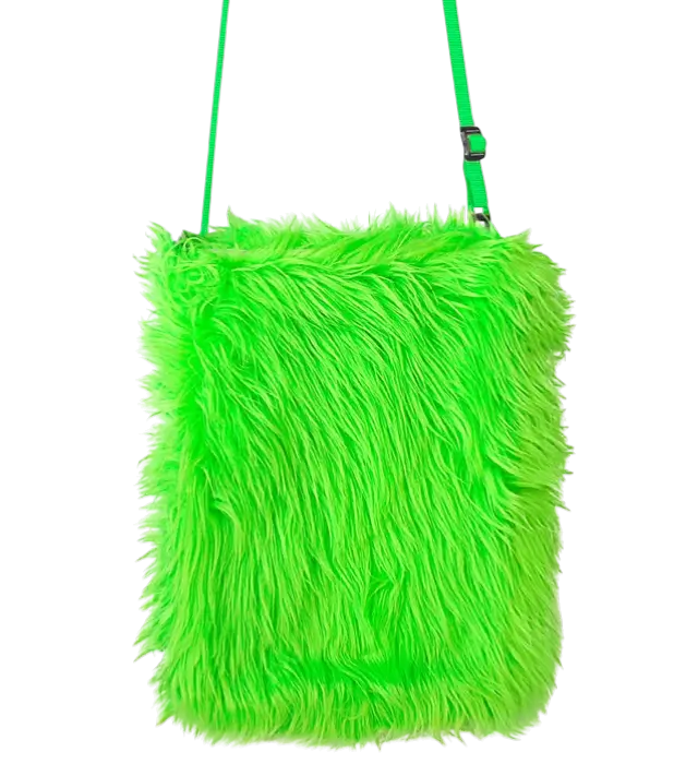 Handtas van Neon Groen Pluche – Pop Disco Kostuum Accessoire
