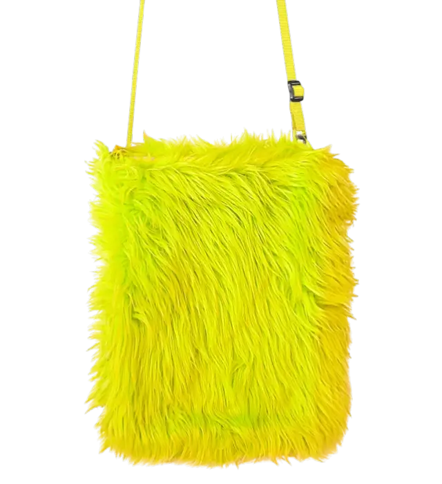 Handtas van Neon Geel Pluche – Pop Disco Kostuum Accessoire