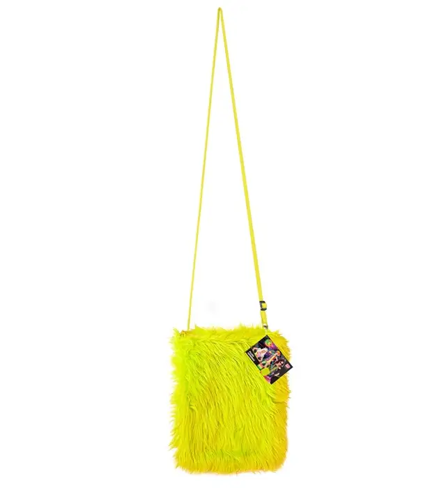 Handtas van Neon Geel Pluche – Pop Disco Kostuum Accessoire