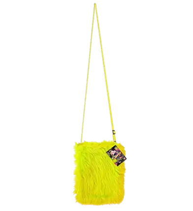 Handtas van Neon Geel Pluche – Pop Disco Kostuum Accessoire