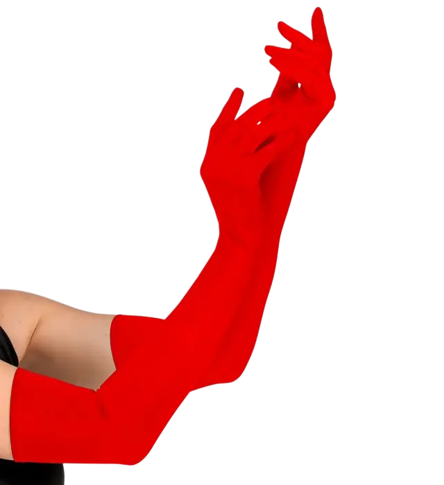 "RED LONG ELASTANE GLOVES 60 cm - ook geschikt voor man