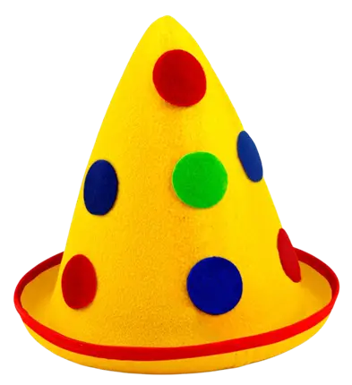 Gele Puntige Hoed met Stippen van Vilt – Clown of Feest Kostuum Hoed