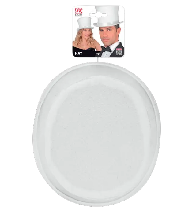 Witte Hoge Hoed van Vilt met Wollook 16 cm – Elegant Kostuum Accessoire