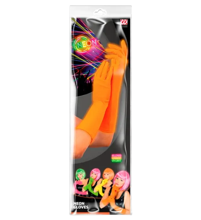 Lange Neon Oranje Handschoenen 40 cm – Jaren 80 Kostuum Accessoire