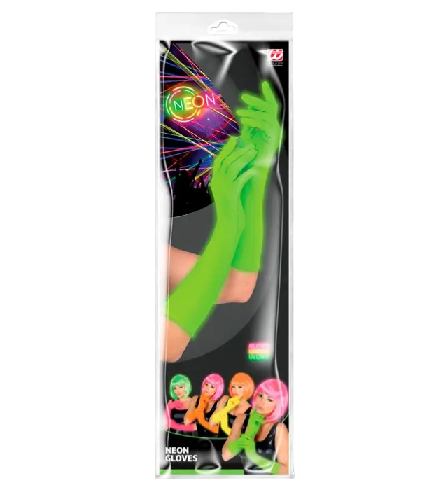 Lange Neon Groene Handschoenen 40 cm – Jaren 80 Kostuum Accessoire