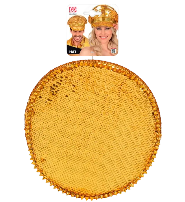 Festival Hoed met Studs, Sieraden en Gouden Pailletten – Kostuum Accessoire