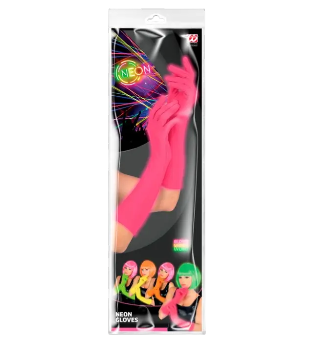 Lange Neon Roze Handschoenen 40 cm – Jaren 80 Kostuum Accessoire
