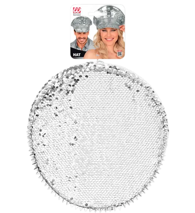 Festival Hoed met Studs, Sieraden en Zilveren Pailletten – Kostuum Accessoire