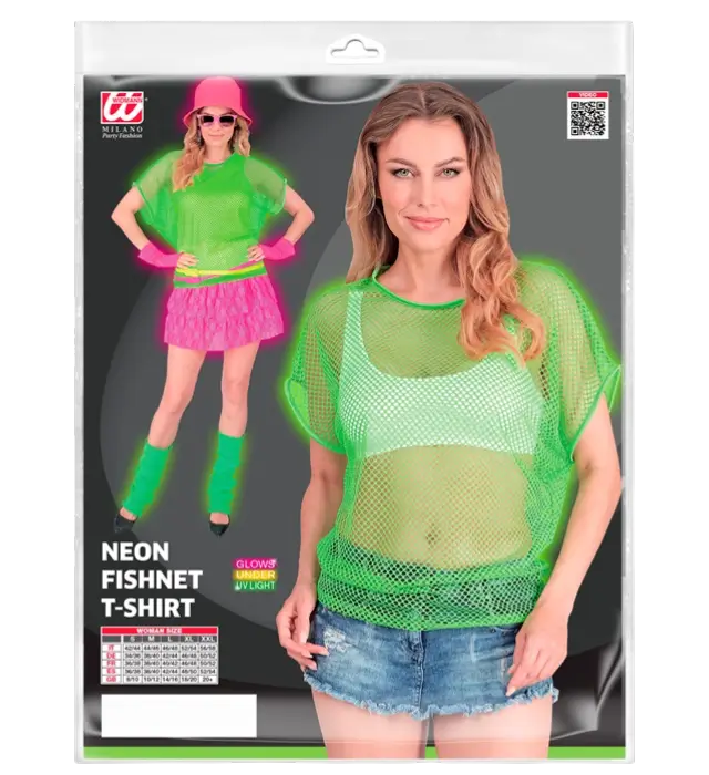 Neon Groen Netshirt – Disco Kostuum Shirt Jaren 80