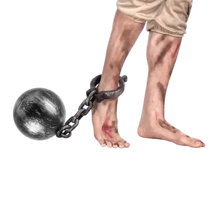 Kogel en ketting gevangene 53cm