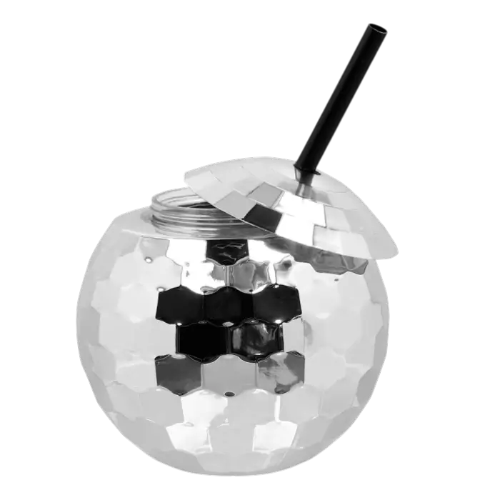 Bal discobeker met zilveren rietje 600ml