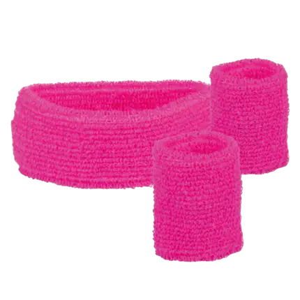 Set van 3 fluorescerend roze badstof hoofdbanden