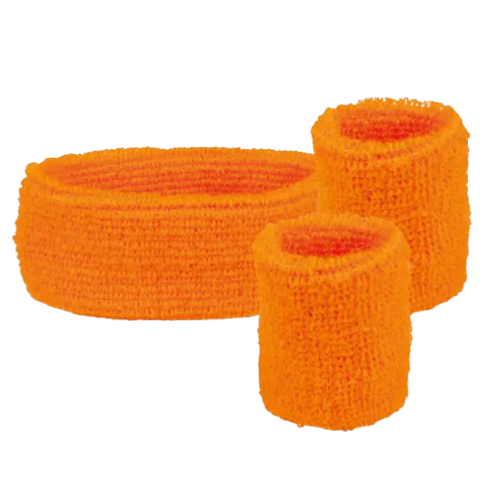 Set van 3 fluorescerende oranje badstof hoofdbanden
