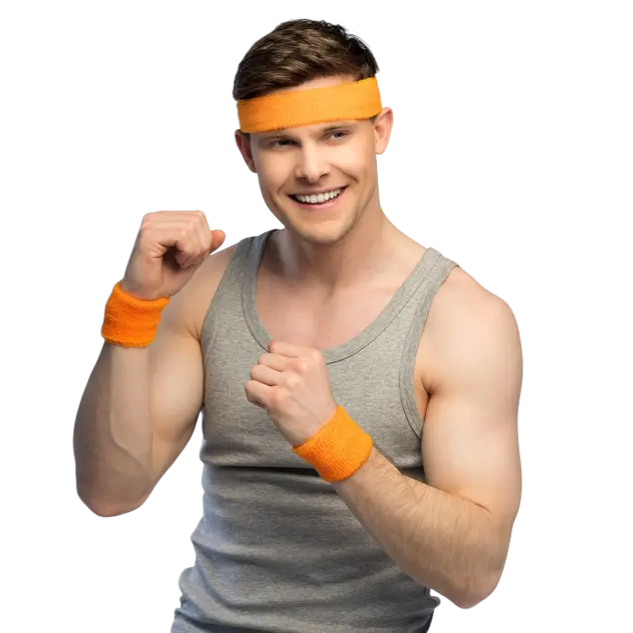 Set van 3 fluorescerende oranje badstof hoofdbanden
