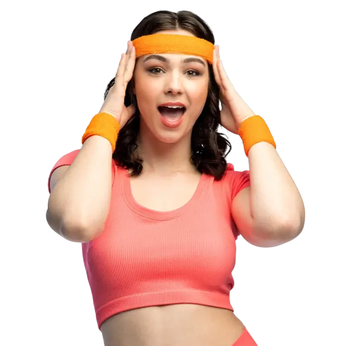 Set van 3 fluorescerende oranje badstof hoofdbanden