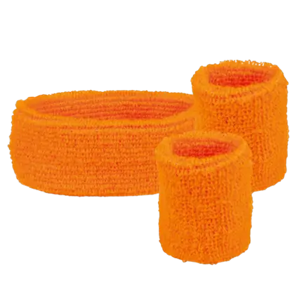 Set van 3 fluorescerende oranje badstof hoofdbanden