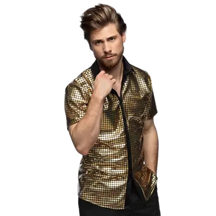 Disco diamant gouden shirt (M)