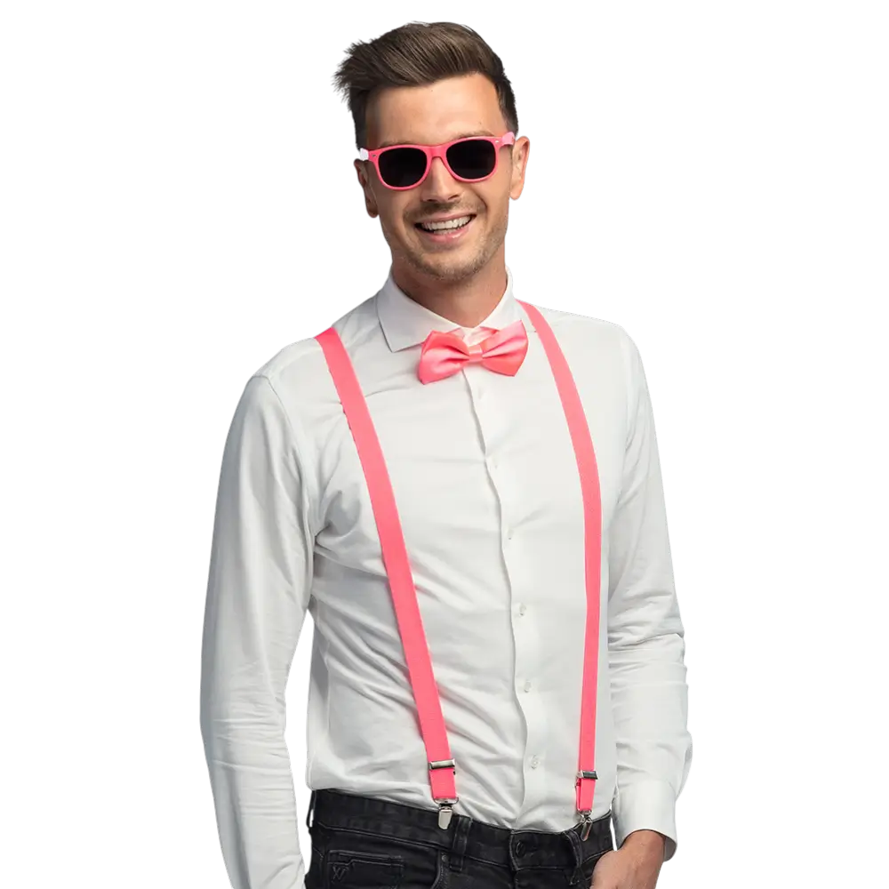 Fluo accessoireset voor feest en verkleedkostuum – Neonroze