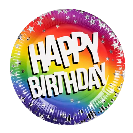 Set van 10 papieren Rainbow 'Happy birthday' bordjes (XL)