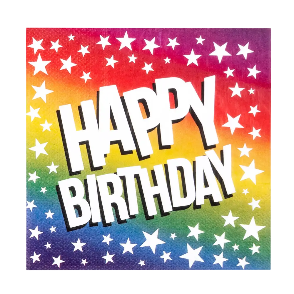 Set van 20 papieren servetten Rainbow 'Happy birthday'33cm