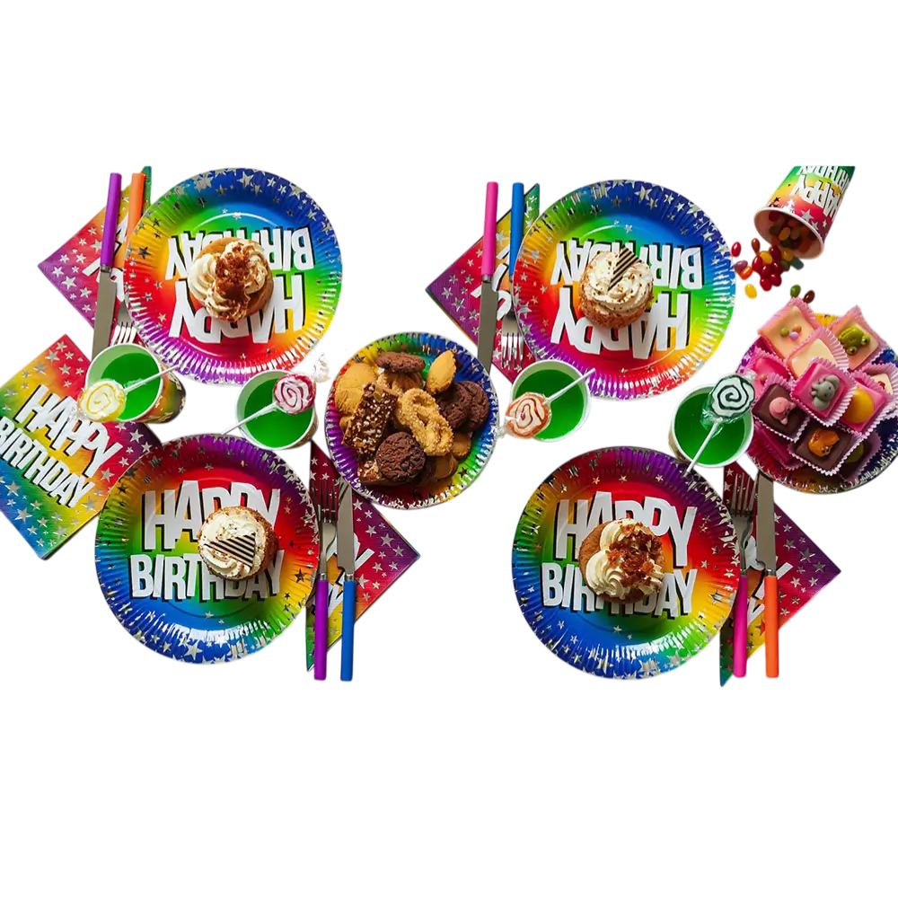 Set van 20 papieren servetten Rainbow 'Happy birthday'33cm
