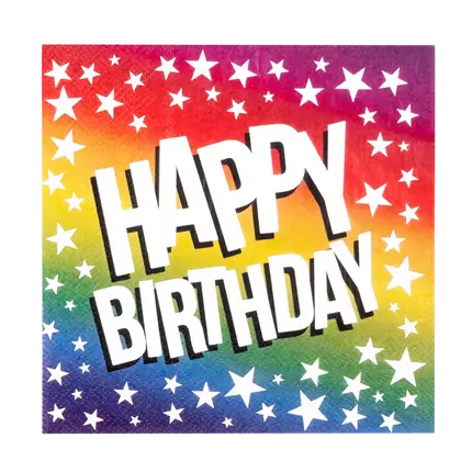 Set van 20 papieren servetten Rainbow 'Happy birthday'33cm