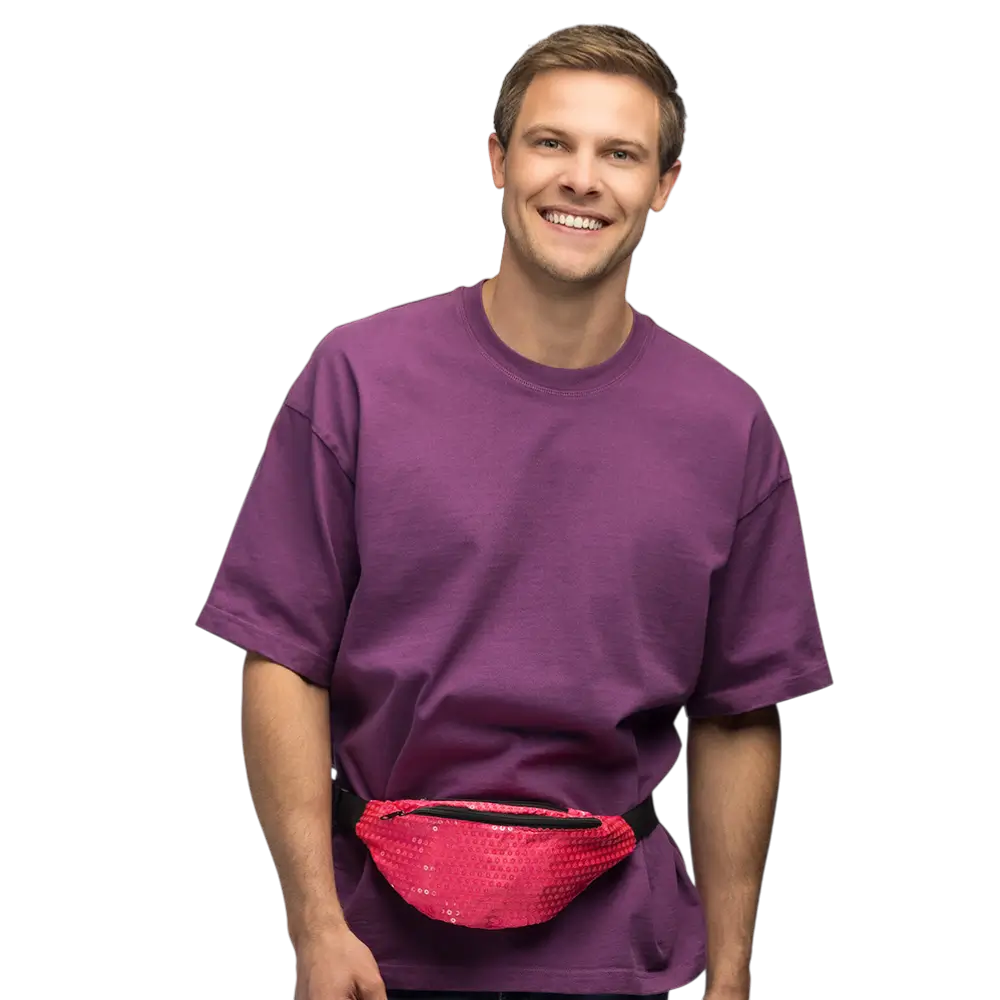 Heuptas met pailletten voor feest en verkleedkostuum – Neonroze